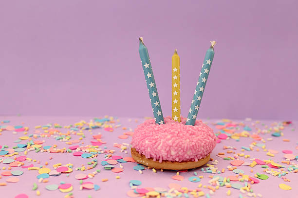 istock Cupcake on purple confetti background - happy birthday card 514619054
