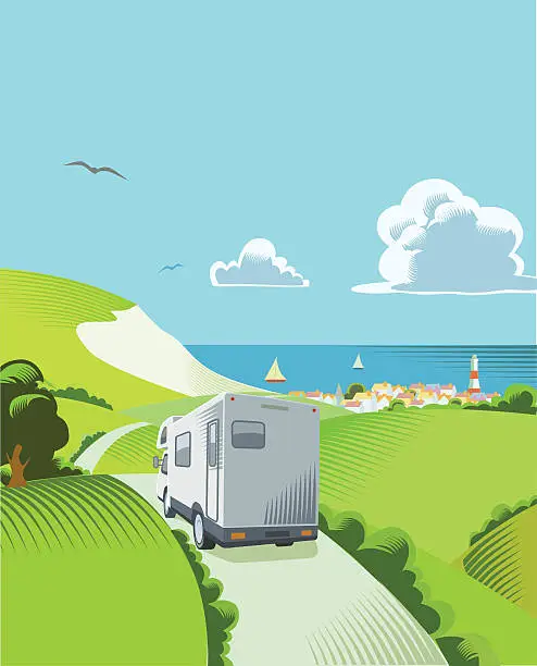 Vector illustration of Coastal Countryside scene