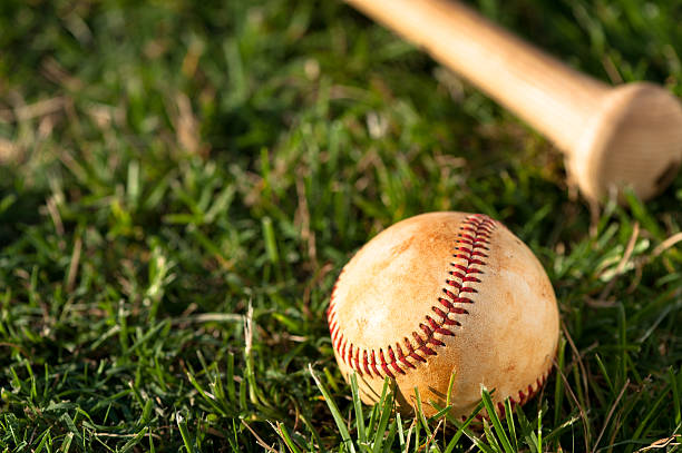istock Baseball Bat and Ball on Grass Field 514619822