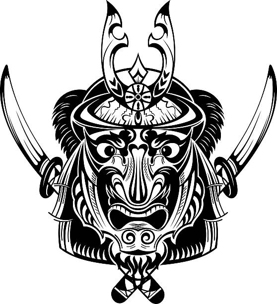 Illustration of mask samurai warrior Vector mask harakiri stock illustrations