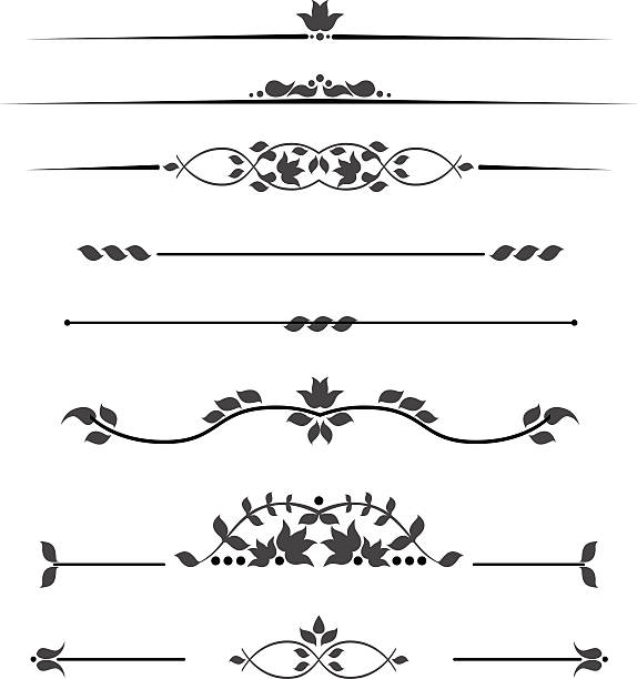 세트 장식 모노그램 텍스트, 패턴 스트라이프 격리됨에 - fillet stock illustrations