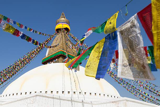 istock prayer flags and Bodhnath stupa in Kathmandu, Nepal 514620948