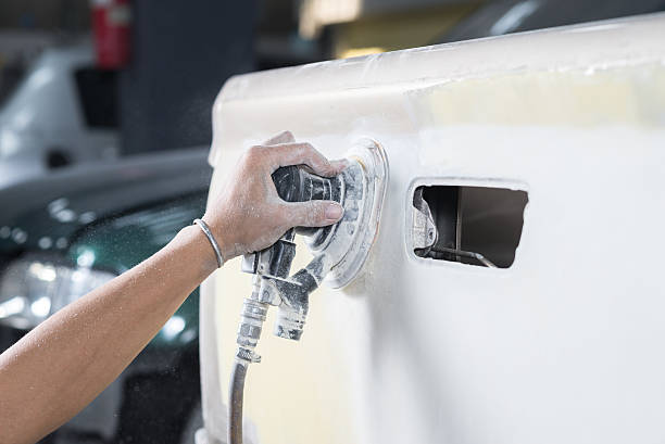 istock Auto body repair series : Sanding car paint 514621516