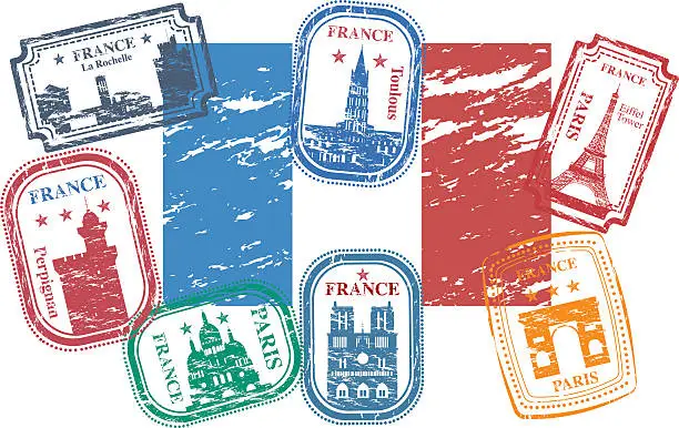 Vector illustration of France Stamps