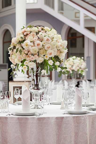 istock Beautiful flowers on table in wedding day. Luxury holiday background 514622880