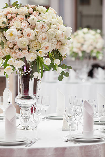 istock Beautiful flowers on table in wedding day. Luxury holiday background 514622934