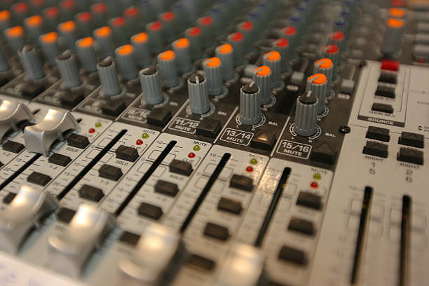 istock TV broadcasting, working with video and audio mixer 514623126