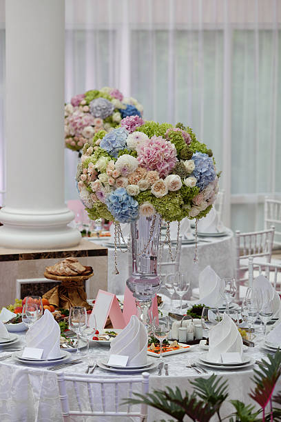 istock Beautiful flowers on table in wedding day. Luxury holiday background 514623554