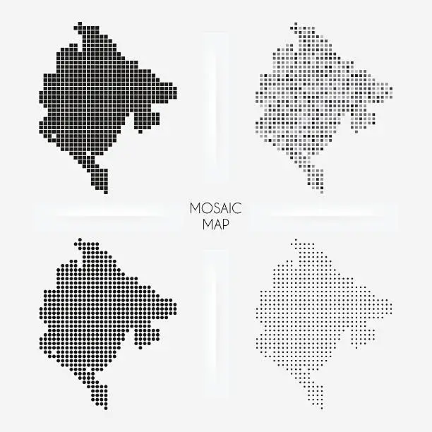 Vector illustration of Montenegro maps - Mosaic squarred and dotted