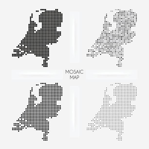 Netherlands maps - Mosaic squarred and dotted Maps of Netherlands isolated on white background. Easily customizable for your design. netherlands stock illustrations