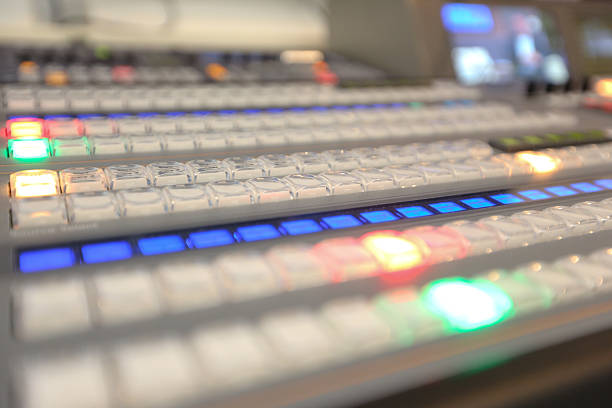 istock TV broadcasting, working with video and audio mixer 514624510