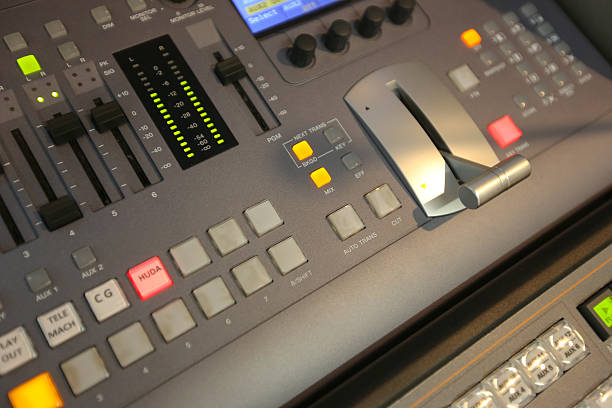 istock TV broadcasting, working with video and audio mixer 514624626