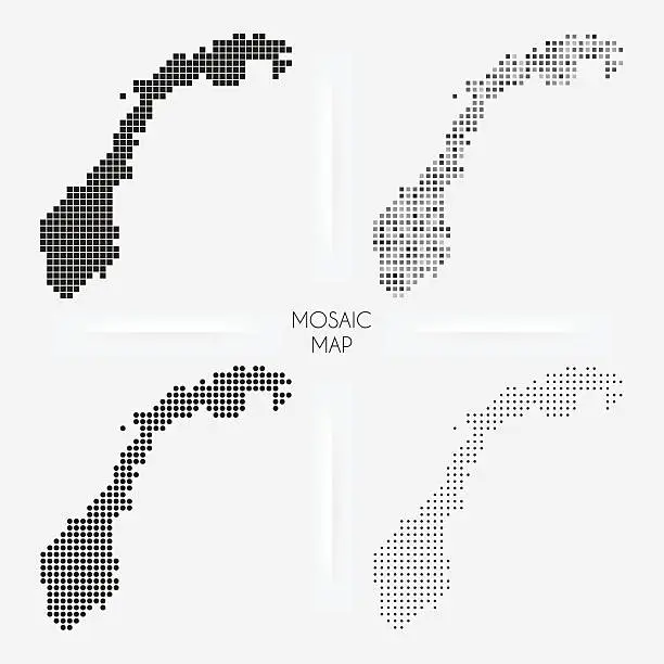 Vector illustration of Norway maps - Mosaic squarred and dotted