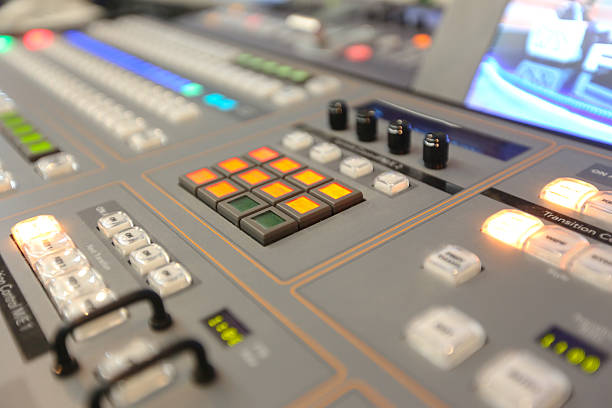 istock TV broadcasting, working with video and audio mixer 514625198