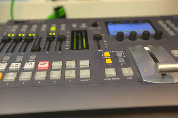 istock TV broadcasting, working with video and audio mixer 514625410
