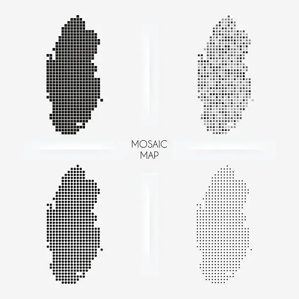 Vector illustration of Qatar maps - Mosaic squarred and dotted