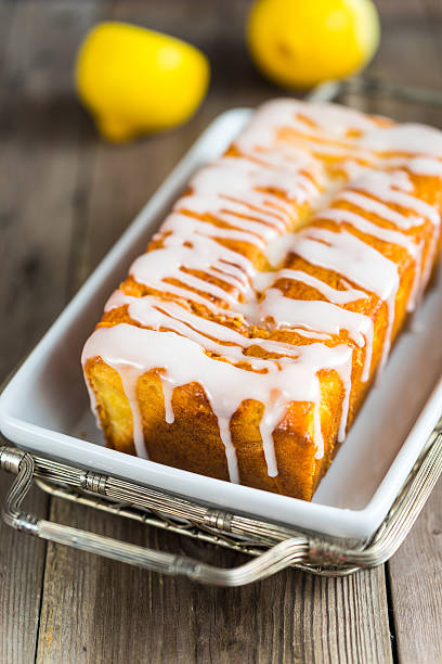istock Lemon yogurt loaf cake, sliced on plate 514626544