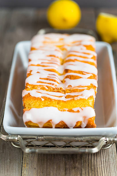 istock Lemon yogurt loaf cake, sliced on plate 514626684