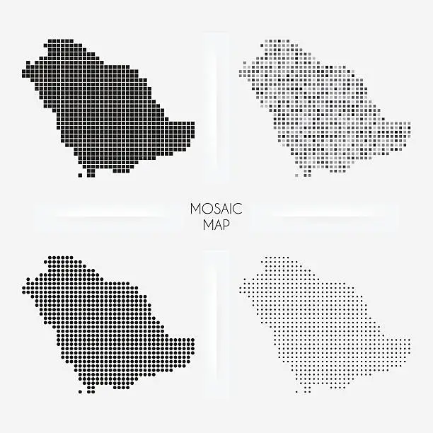 Vector illustration of Saudi Arabia maps - Mosaic squarred and dotted