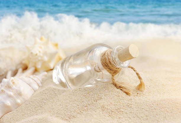 istock Summer sandy beach concept with letter in bottle 514627170