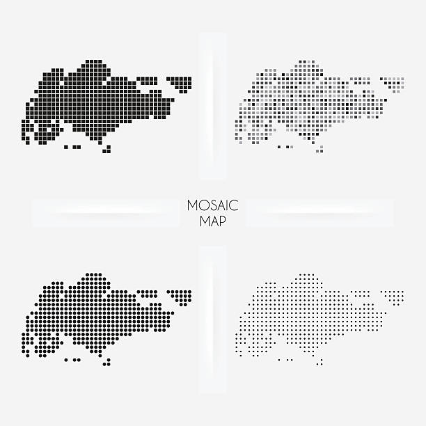 singapore maps - mosaic squarred and dotted - singapore map 幅插畫檔、美工圖案、卡通及圖標