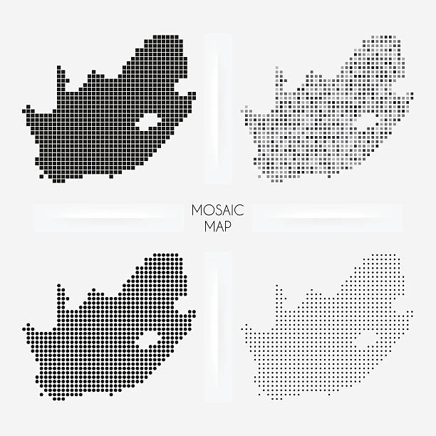 illustrazioni stock, clip art, cartoni animati e icone di tendenza di sudafrica mappe-mosaico squarred e a pois - pretoria