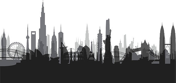 illustrations, cliparts, dessins animés et icônes de sites célèbres de la ville - london england skyline silhouette built structure