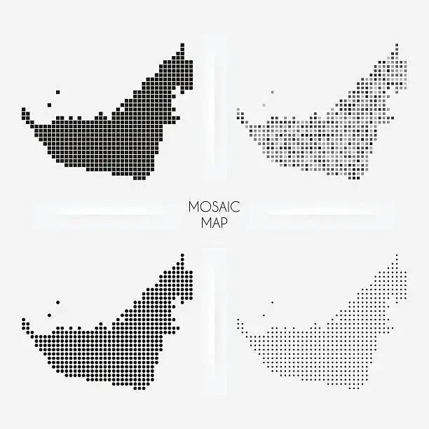 Vector illustration of United Arab Emirates maps - Mosaic squarred and dotted