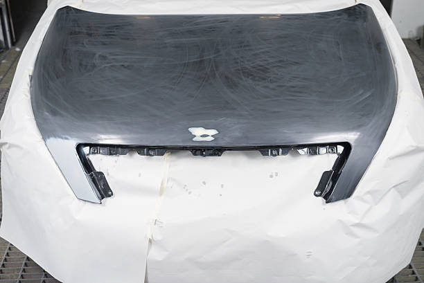 istock Auto body repair series : Masked car before repaint 514630236