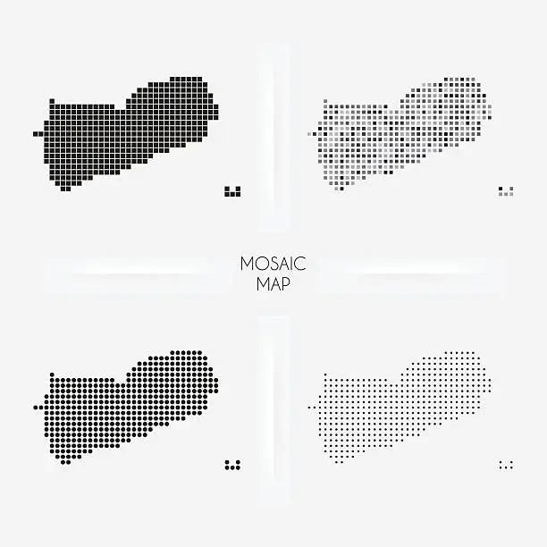 Vector illustration of Yemen maps - Mosaic squarred and dotted