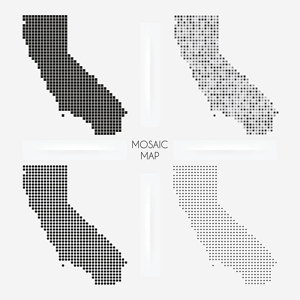 애니조나 표시맵-분할촬영 squarred 및 도티드 - sacramento county stock illustrations