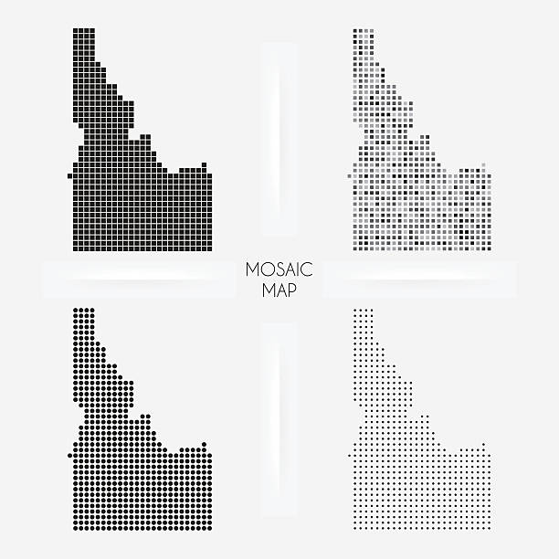 айдахо карты-мозаика squarred и в горошек - idaho boise map cartography stock illustrations