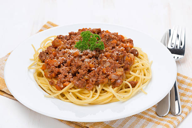 istock pasta - spaghetti bolognese on a white plate 514632757