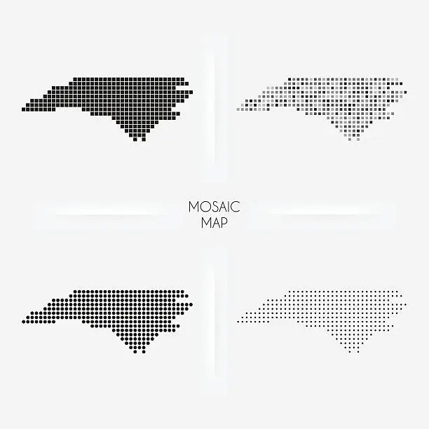 Vector illustration of North Carolina maps - Mosaic squarred and dotted