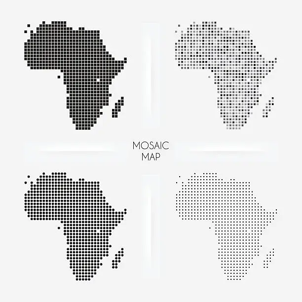 Vector illustration of Africa maps - Mosaic squarred and dotted