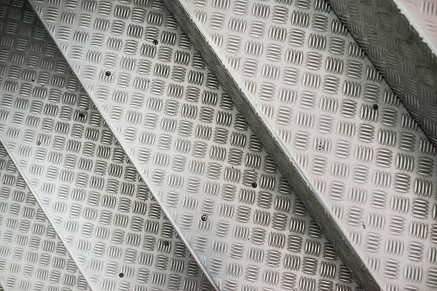 Aluminium with non-slip pattern. stock photo