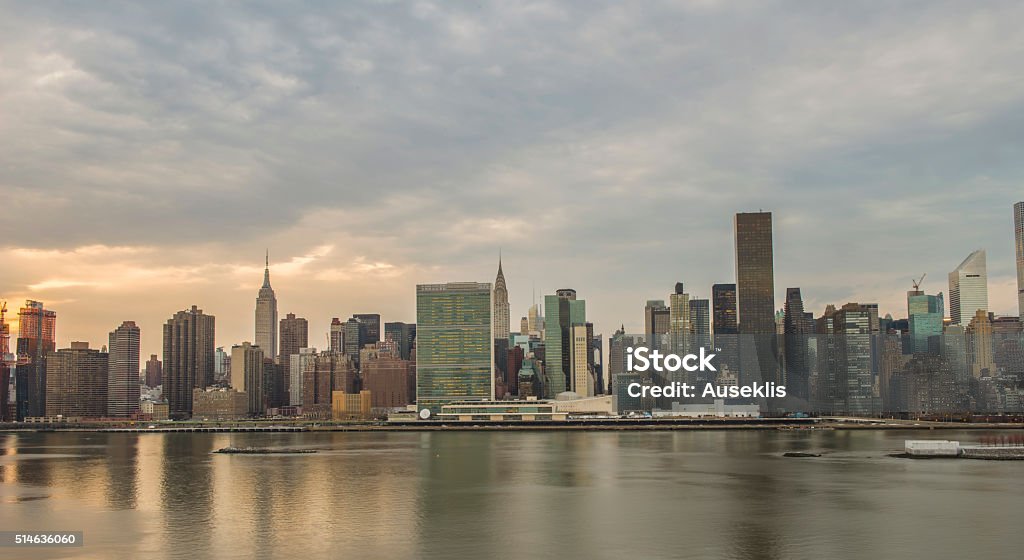 New York City Midtown Panorama at sunset New York City Midtown Panorama at sunset, high-angle view from Long Island City. Urban Skyline Stock Photo