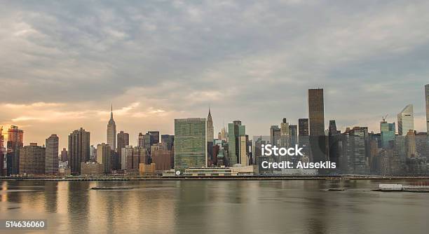 New York City Midtown Panorama At Sunset Stock Photo - Download Image Now - Urban Skyline, New York City, Queens - New York City