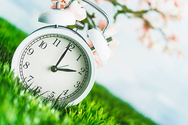 istock Clock in grass conceptualizing start of spring and DST 514636410