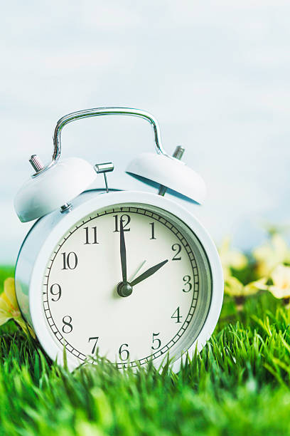 istock Clock in grass conceptualizing start of spring and DST 514637052