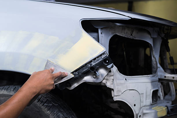 istock Auto body repair series : Working on putty 514637506