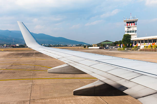 istock The wing aircraft in airport waiting for takeoff 514639236