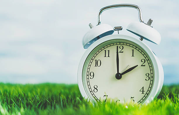 istock Clock in grass conceptualizing start of spring and DST 514640294