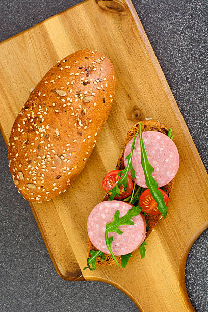 istock Sandwiches for Breakfast to Student with Salami, Arugula and 514640884