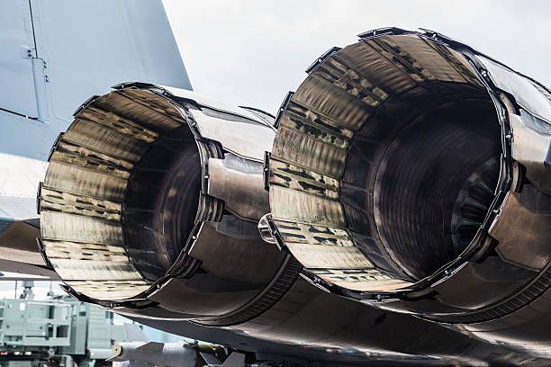 istock Rear view of twin engine, supersonic fighter jet 514641198