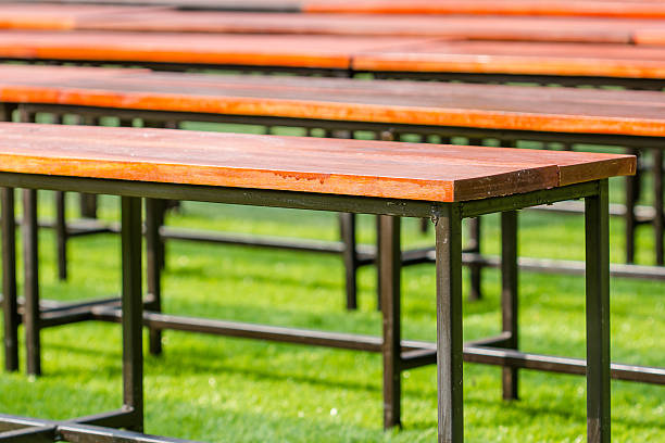 istock Bench in the park with green grass 514641456