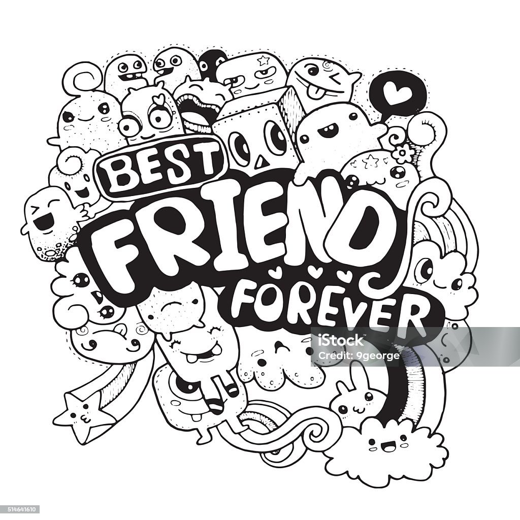 Group Of Cute Monster For You Design Best Friend Stock ...