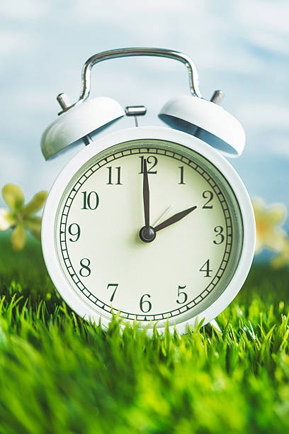 istock Clock in grass conceptualizing start of spring and DST 514642754