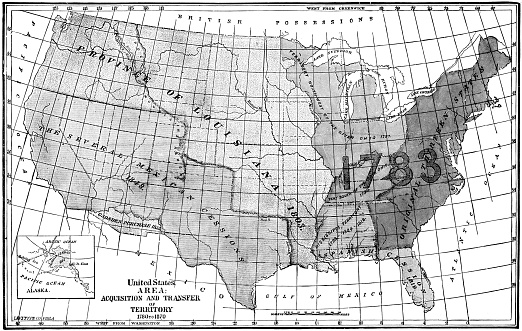United States area: Acquisition and transfer of territory 1780–1870
