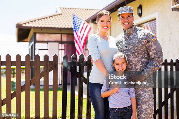 American Soldier Reunited With Family Stock Photo - Download Image Now - Military, Family, Veteran